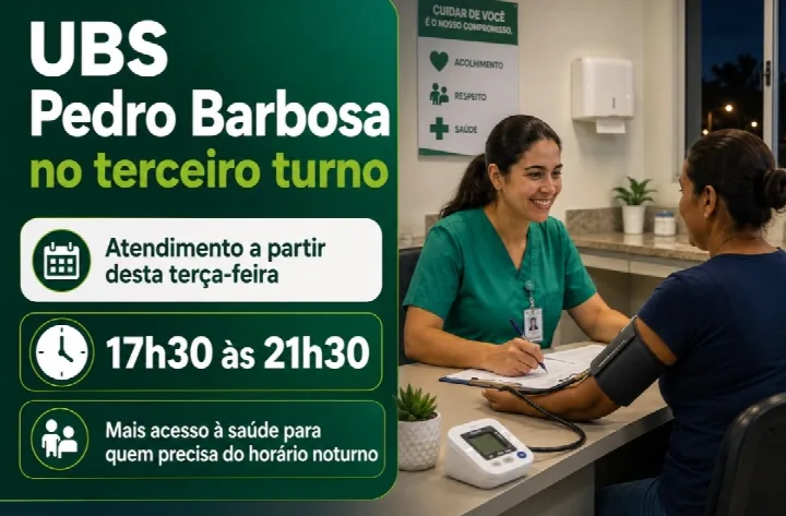 Oeiras: UBS Pedro Barbosa passa a atender no terceiro turno das 17h30 às 21h30