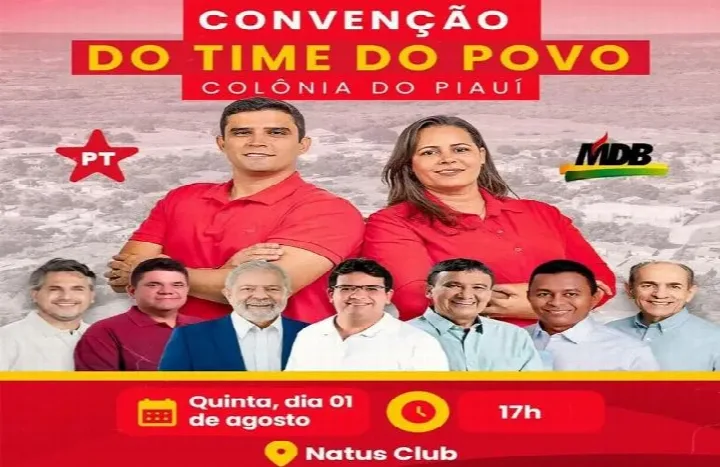 Convenção do Time do Povo em Colônia do Piauí oficializa pré-candidatos do PT e MDB