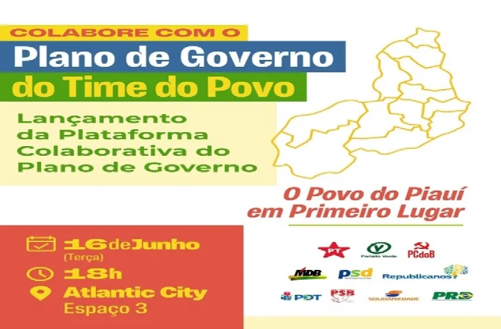 Lançamento da Plataforma Colaborativa do Plano de Governo do Time do Povo acontece nesta terça-feira (16)