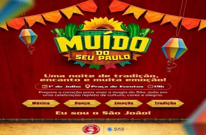 Muido do Seu Paulo será realizado no dia 1º de julho na Praça de Eventos