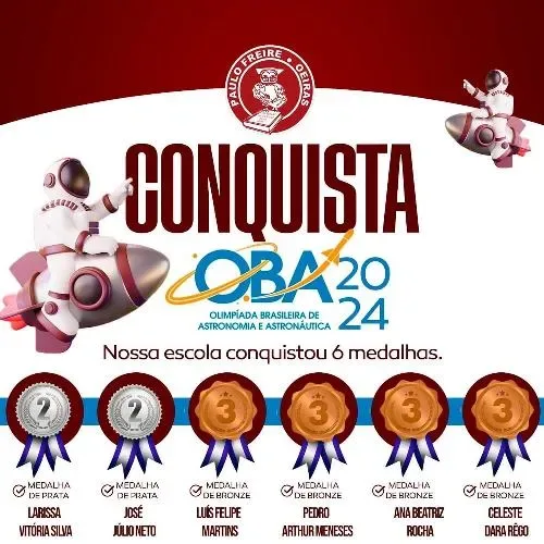 Alunos da Sociedade Educacional Paulo Freire conquistam medalhas na Olimpíada Brasileira de Astronomia e Astronáutica